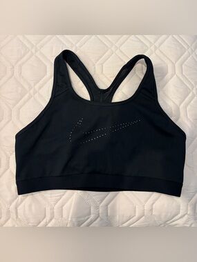 Nike Black Perforated Swoosh Sports Bra. Size XL
